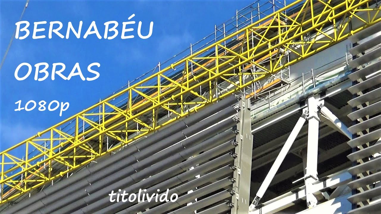 BERNABÉU OBRAS 1080p. COLOCAN LA PERCHA DE IZADO SOBRE EL ''SKY 360º''. ÉPICAS ESC. MECÁNICAS.