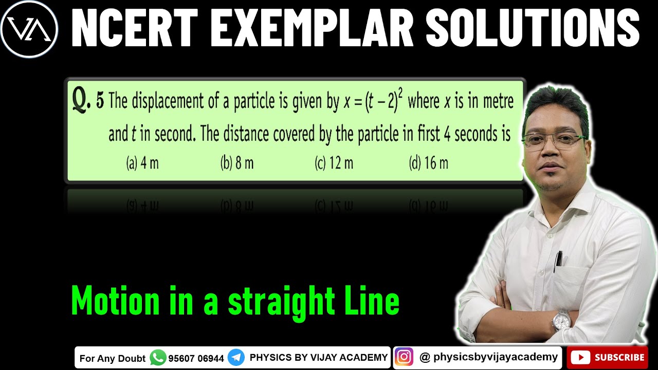 The displacement of a particle is given by x=(t-2)^2 where x is in metreand t in second