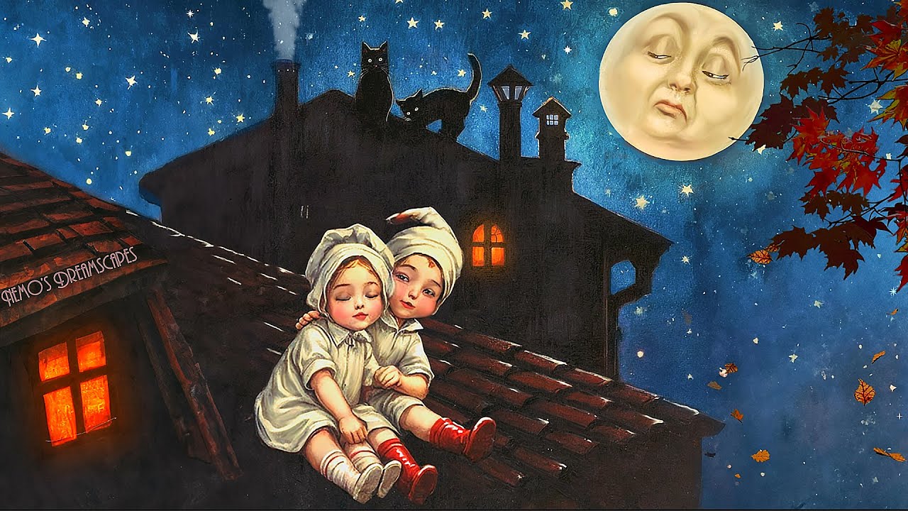 1949, sitting on the rooftop on an Autumn night 🎃 Oldies playing in another room, Halloween ambience