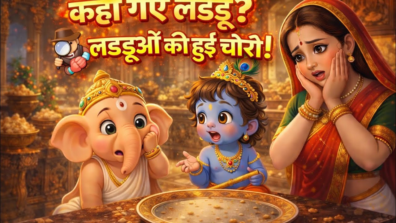 Laddu ki Chori | Ganesh Ji ,kahna aur Maiya ki Pyari Leela 🐘🍡