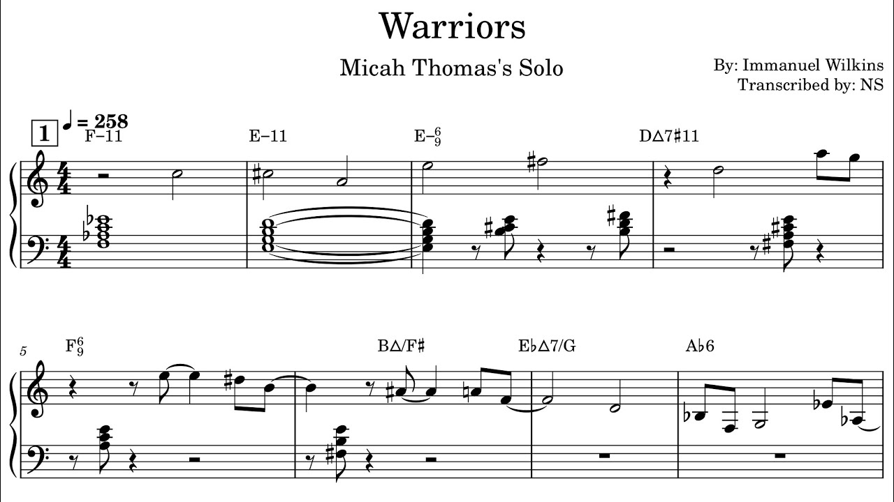 Micah Thomas’s Solo on Warriors Transcription (free pdf in description)