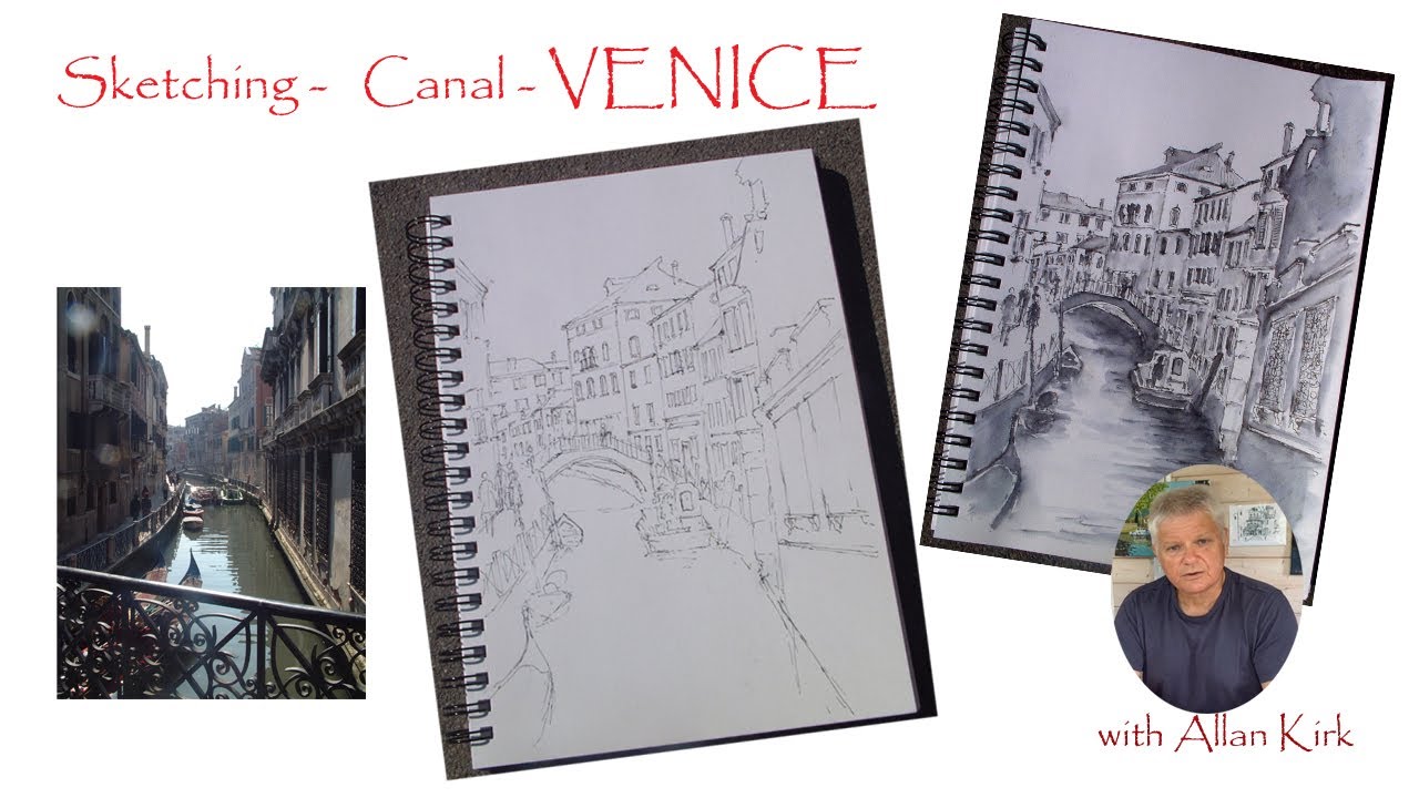 Venice Canal Sketch - Pen and Wash
