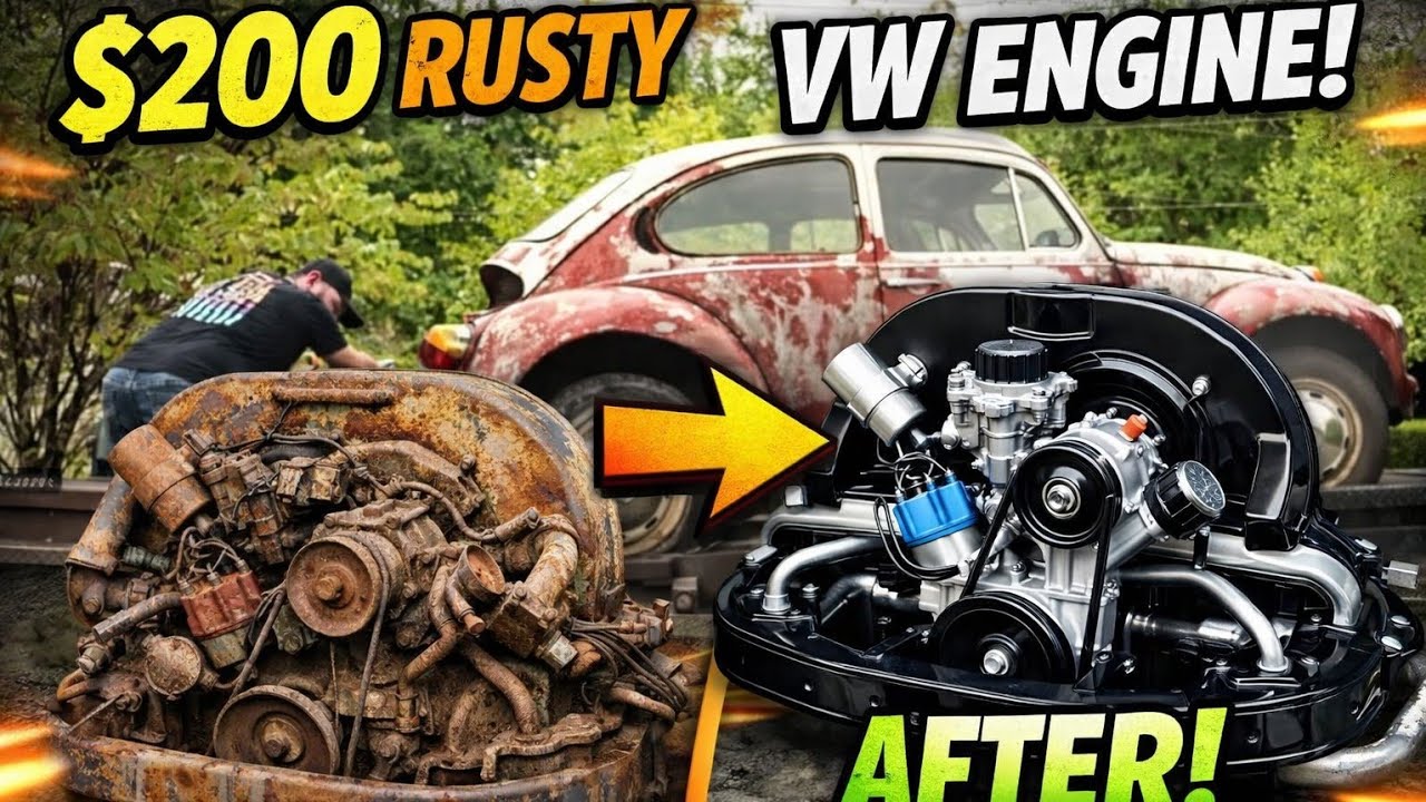 Transforming A $200 Rusty VW Engine On A Budget#revival #restored #satisfying #repair #cars #asmr