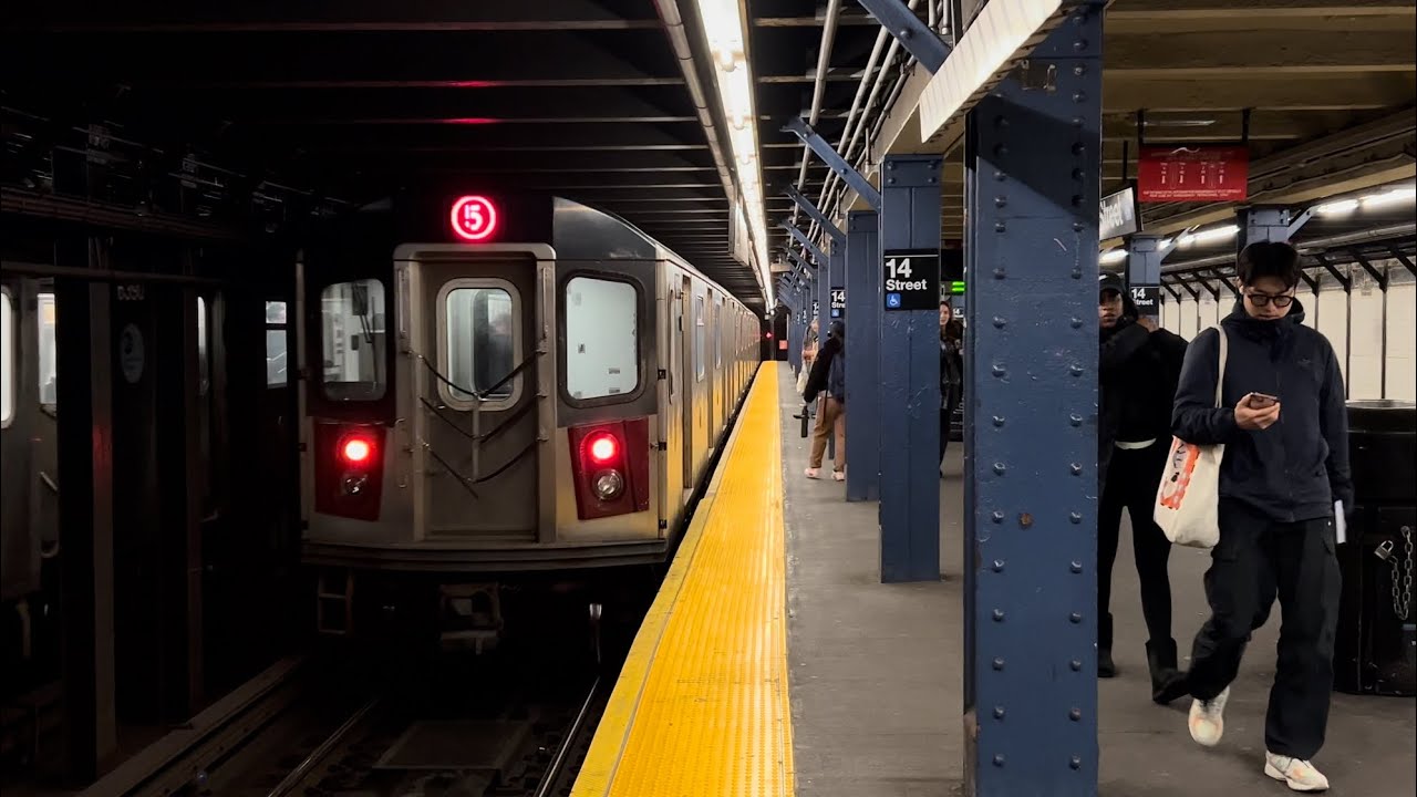 IRT 7th Avenue Line: R62/R62A/R142 (1)(2)(3)(5) Action at 14th Street