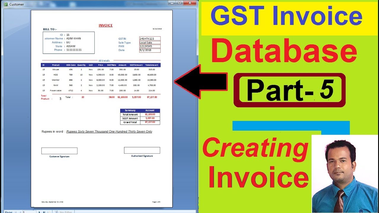 GST Invoice Database Form in Access Part 5 - Creating Invoice