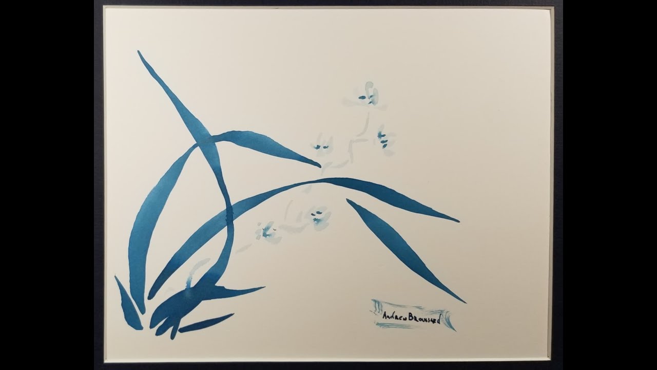 283) Chinese Brush Painting: Orchids: Noodler's Bad Blue Heron Ink