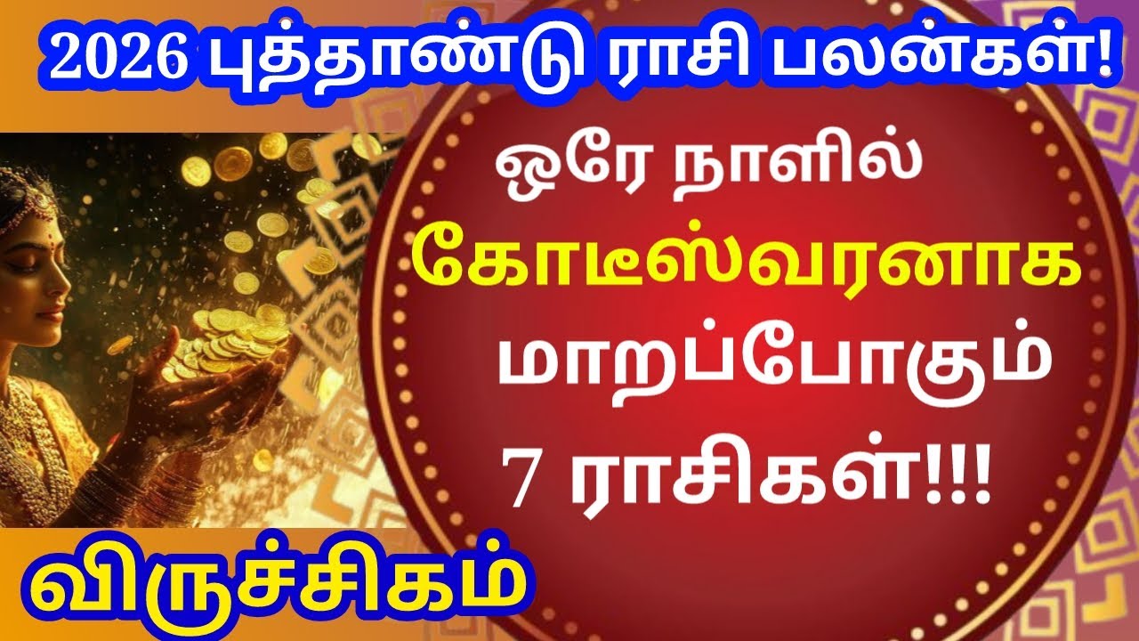 கோடீஸ்வர யோகம் பெறப்போகும் 7 ராசிகள்...2026 ஆங்கில புத்தாண்டு ஜோதிடம் |#astrology |#viruchigam rasi