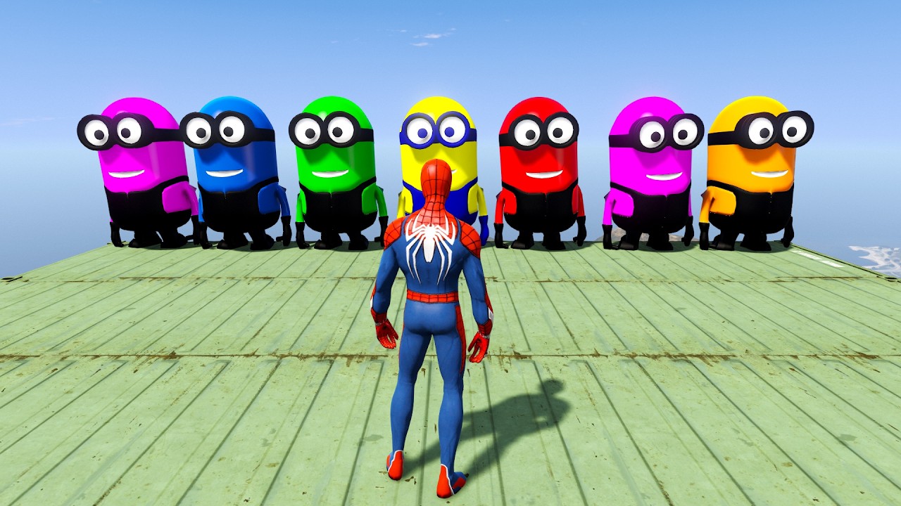 GTA 5 Epic Ragdolls | RED SPIDERMAN VS RED MINION VS GREEN MINION (Euphoria Physics/Funny Fails) #1