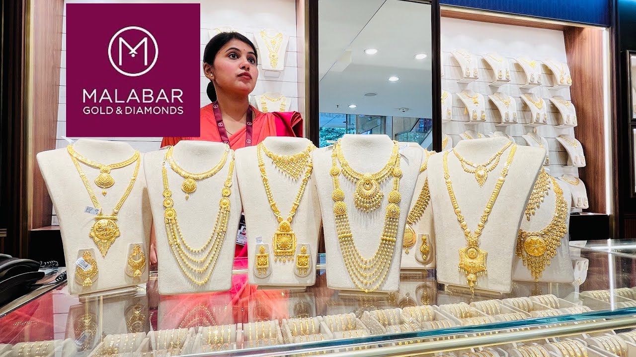 Huge festival collection 0% making charge 22kt gold necklace designs with price and wt from Malabar