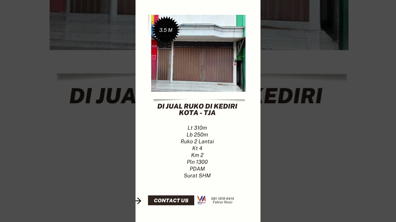 Di jual Ruko di kediri kota TJA 