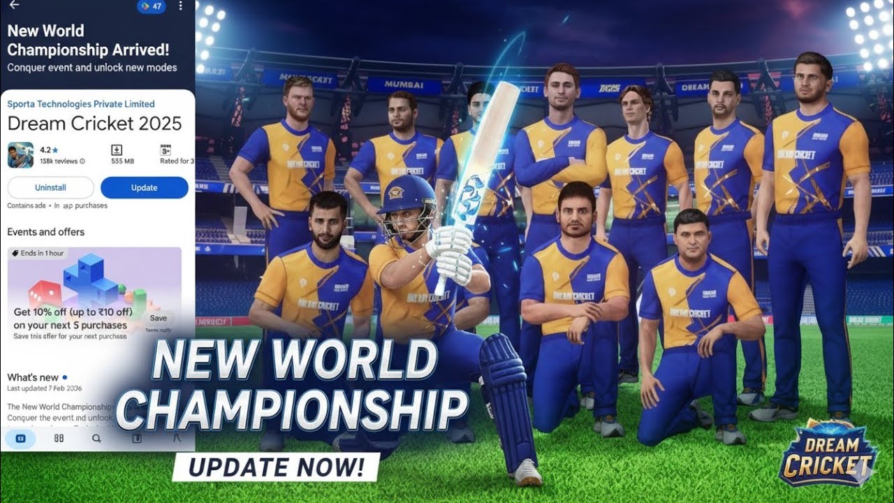 Dream cricket 25 new update arrived||all New world champion with legendary kits bag,new emotes...