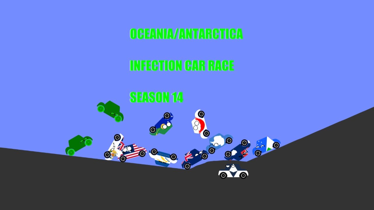 Oceania/Antarctica Infection Car Race | Country Cars | Algodoo | Season 14