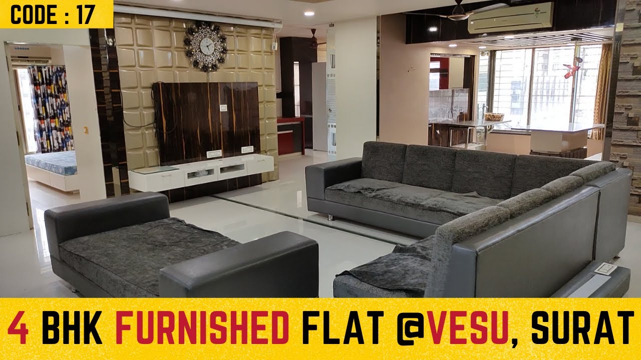 4 BHK FULLY FURNISHED FLAT FOR SALE IN VESU, SURAT! BUY FLATS IN SURAT!
