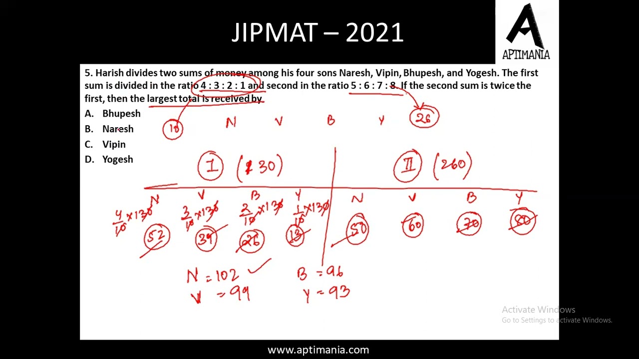 JIPMAT 2021 PAPER (QUANT SECTION) Part 1 by Aayush Sir