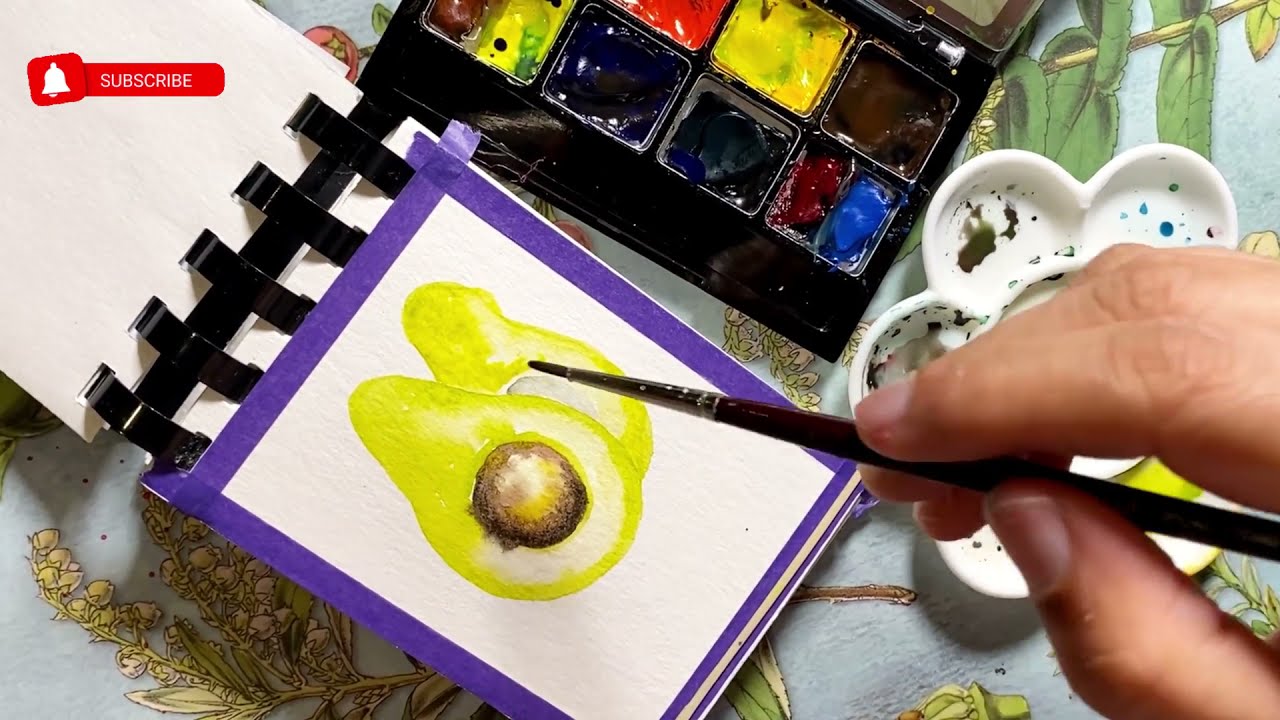How to Paint Avocado using Watercolors - Step by Step | Arpana's Art Room