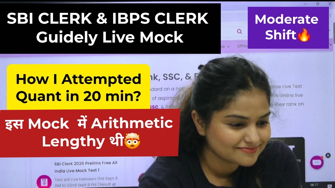 How I Attempted SBI CLERK & IBPS CLERK Quant in 20 Min | Moderate Paper | Guidely Live Mock