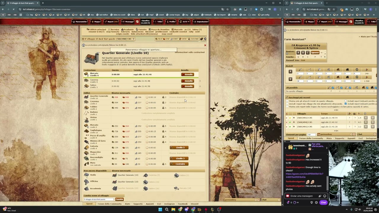 Tribalwars speed on .it on twitch - Low start with bad map + bad luck