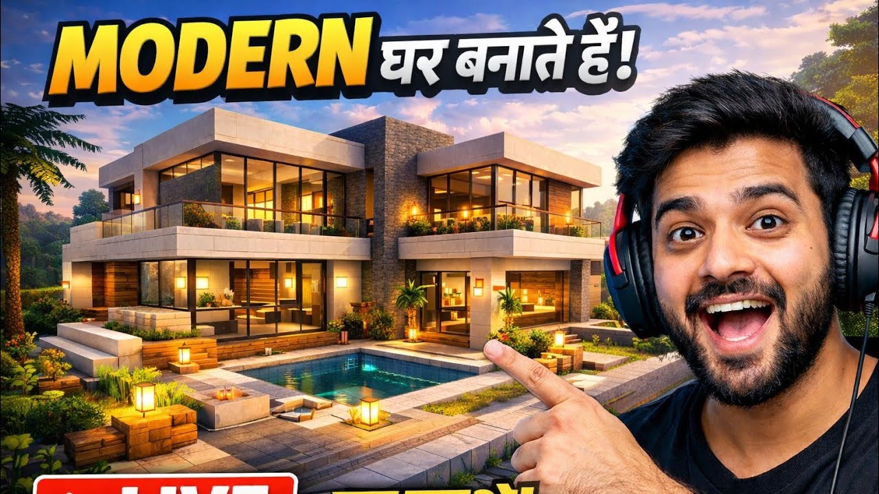 Minecraft Mein Modern House Banayenge 🏡 | LIVE Build 🔥 | Hindi Gameplay