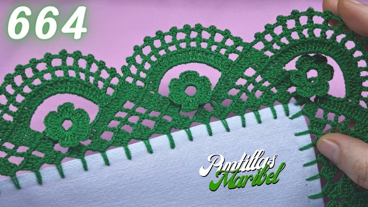 Maravillosa puntilla de una sola vuelta🌺💚 664
