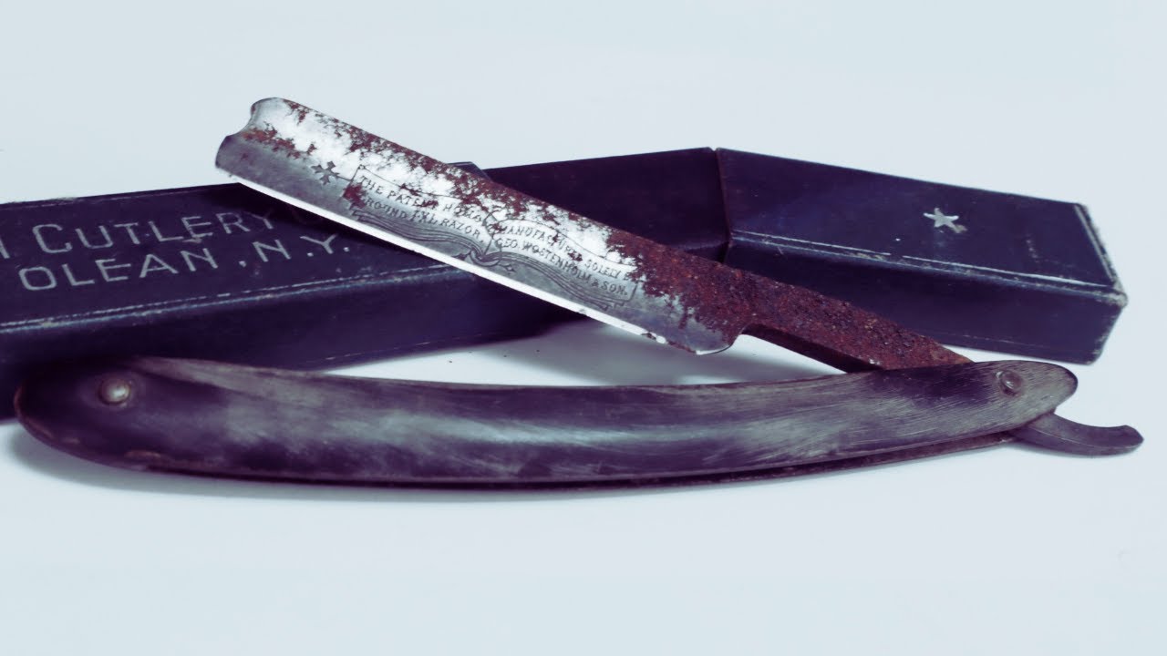Rusty Antique Detroit Straight Razor Restoration -ASMR