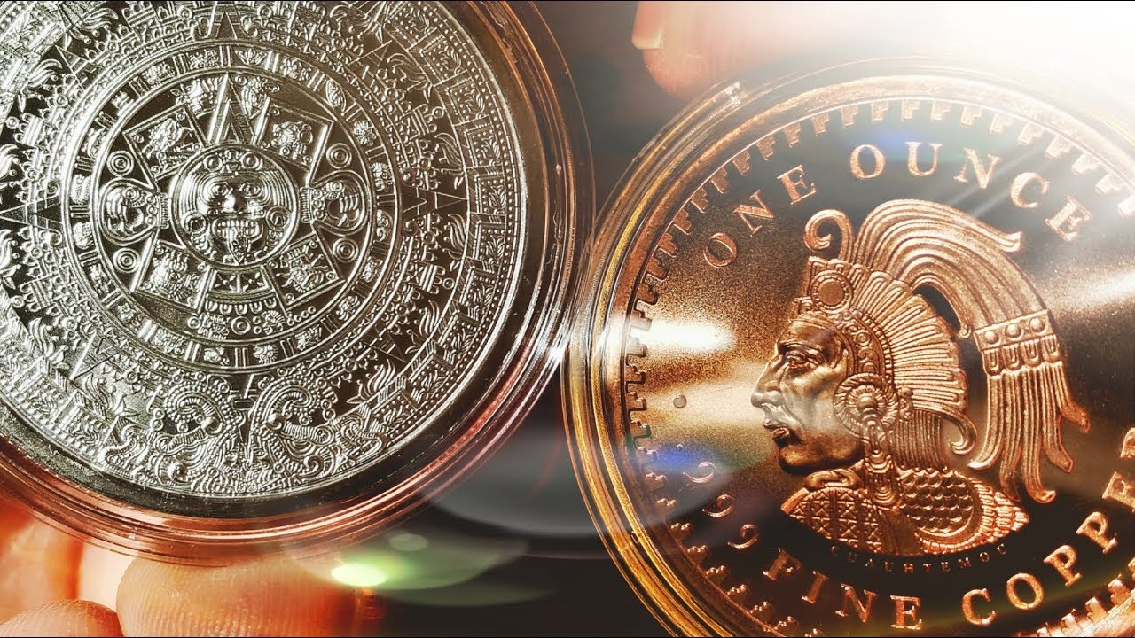 Aztec Calendar 1oz Silver & Copper Bullion Rounds