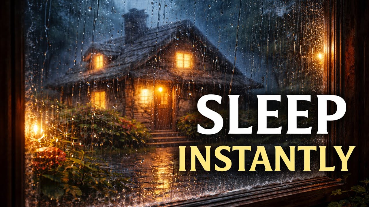 Heavy Rain Sounds for Sleeping | Rainstorm at a Cozy Cabin