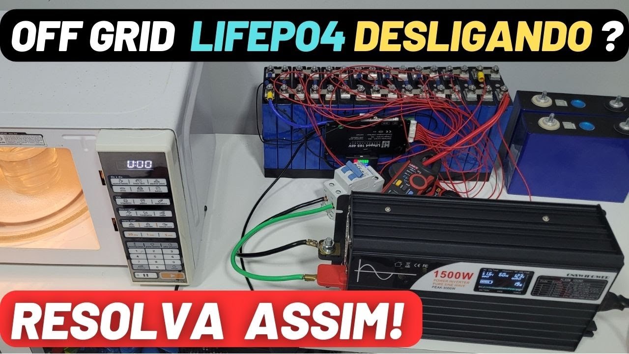 Agora o off grid com lifepo4 funcionou normalmente sem ficar desligando, eita bms!