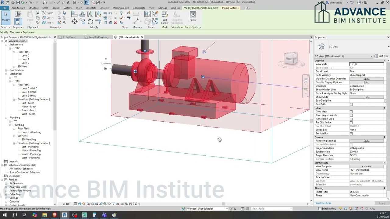 Revit MEP Live Project Part 12 | Plumbing Pipe Return, Pipe Fittings, Elbow & Tee Tutorial