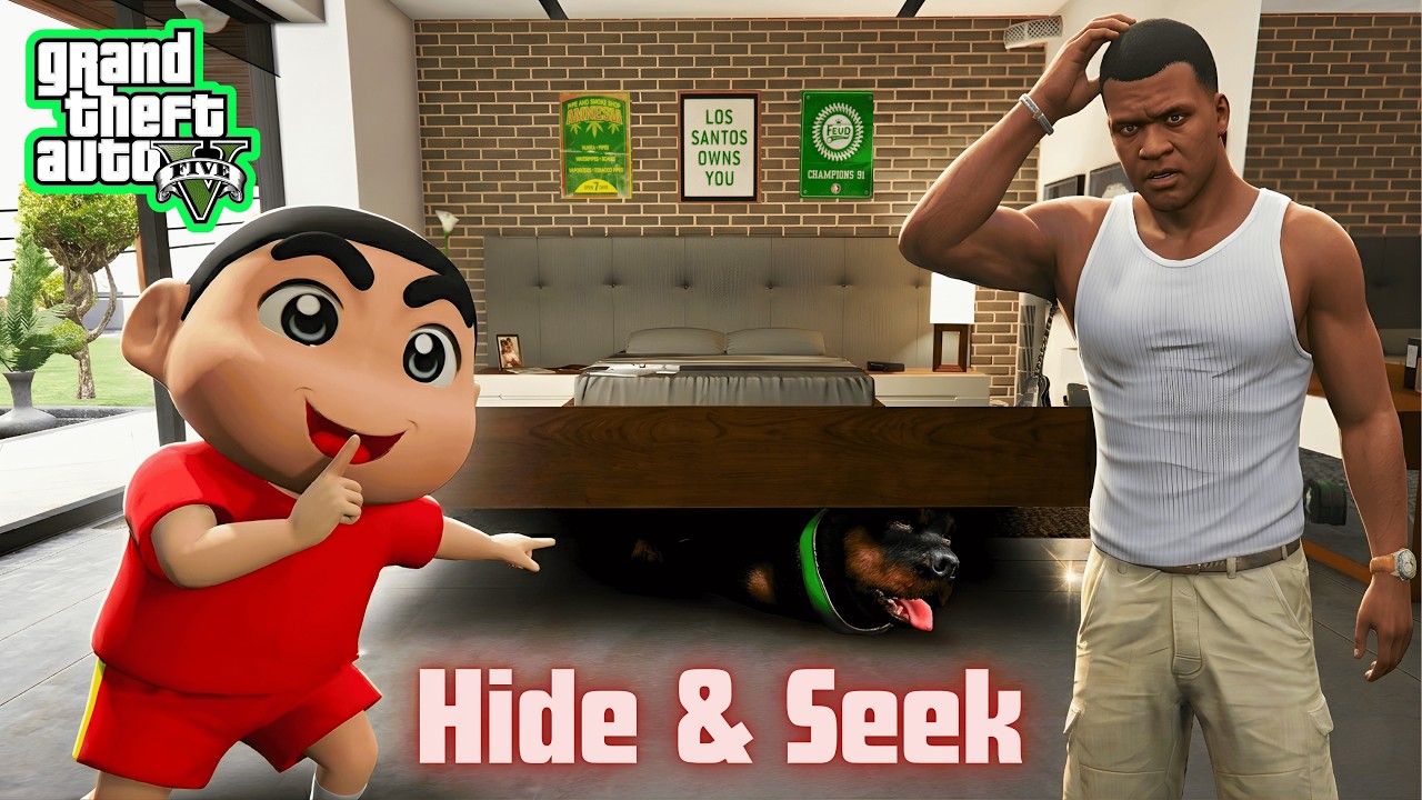 Franklin Shinchan and Chop Play Hide & Seek In the House In GTA 5