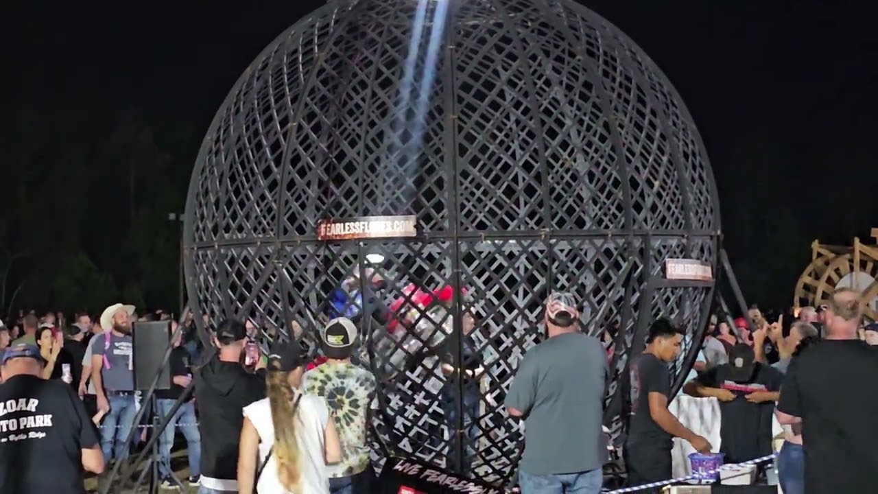 Crazy People in the Cage/Globe of Death Motorcycle Riders Thrill Show