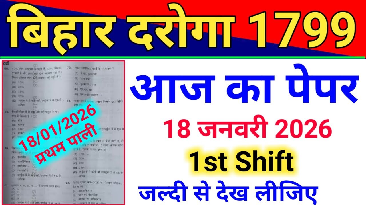 Bihar Daroga/SI Question Paper 18 January 2026