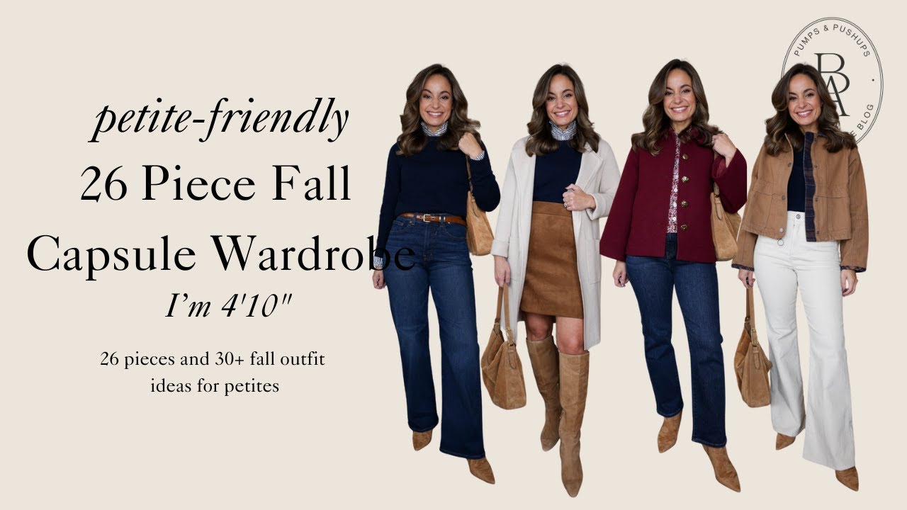 26 Piece Petite Fall Capsule Wardrobe | Burgundy, Navy, Tan & Cream Outfit Ideas