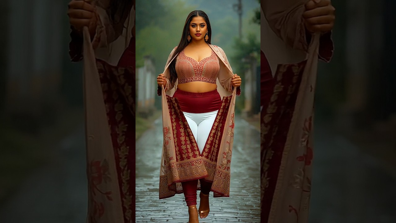 ✨ Royal Plus Size Look in Light Rain | Gorgeous Indian Salwar Suit Style 💃🌧️#shorts#trending#fashion