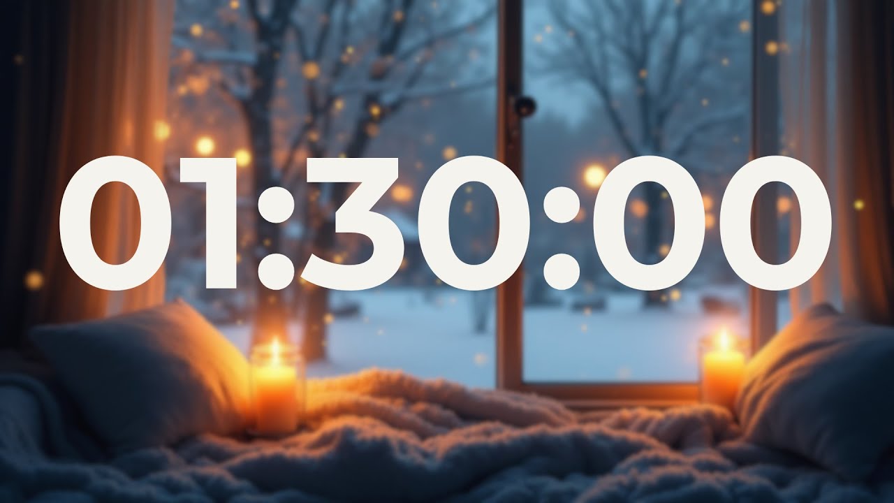 1 Hour 30 Minute Focus Timer (90 Min) (No Music, End Beep) ❄️ Snowy Ambience for Ultradian Rhythm