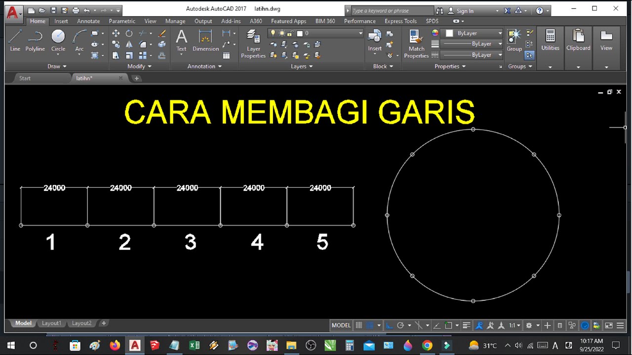 Tutorial Autocad cara menggunakan divide dan measure
