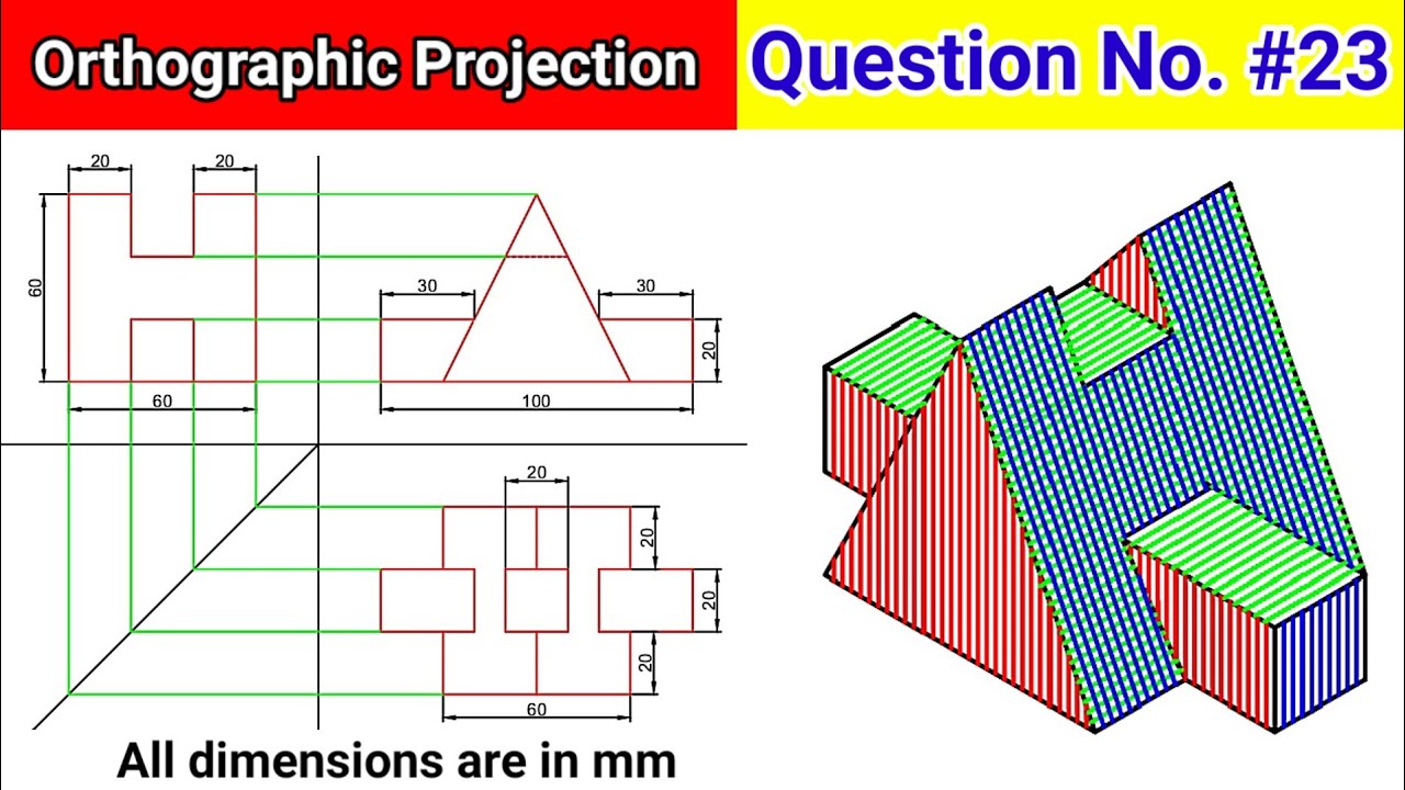 orthographic projection | isometric champ | 1st angle projection drawing | (Part-23) |