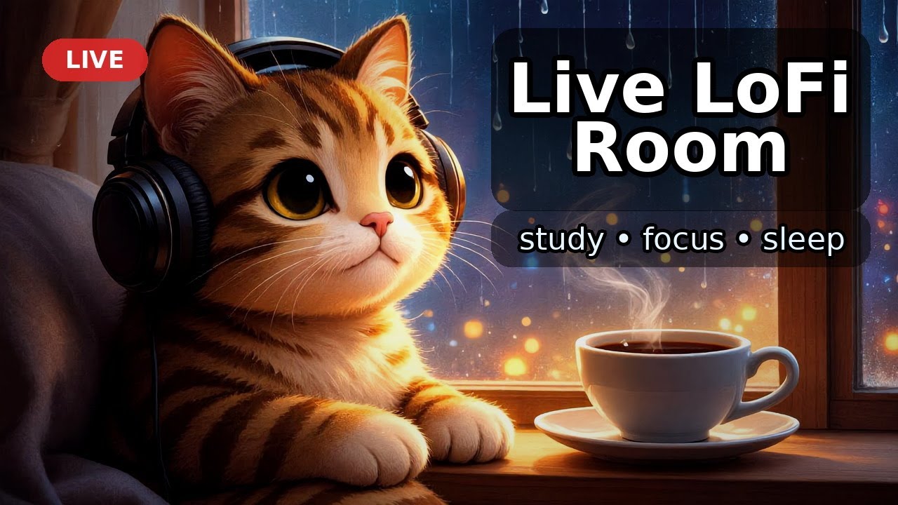 Live LoFi Room 🐾 Rainy Window & Coffee | Chill Beats for Study, Focus & Sleep (1H+)