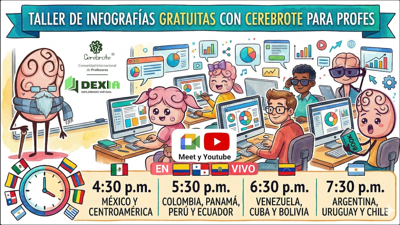 Cómo hacemos infografías educativas con inteligencia artificial gratuita - Taller en vivo Cerebrote