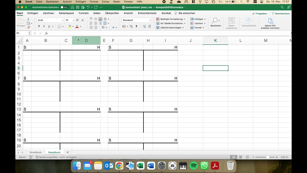 Excel Anleitung schnell T-Konto zeichnen Bilanz Rechnungswesen Buchhaltung