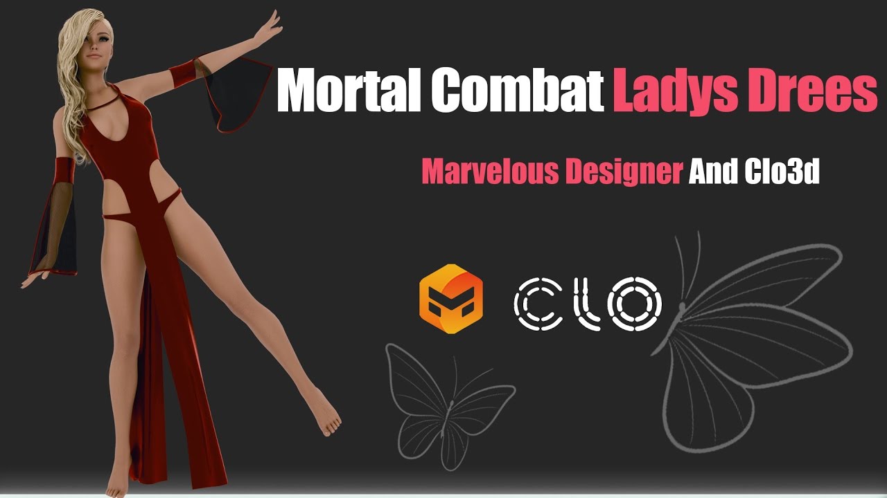 Mortal Kombat Lady's Dress Design in CLO3D & Marvelous Designer