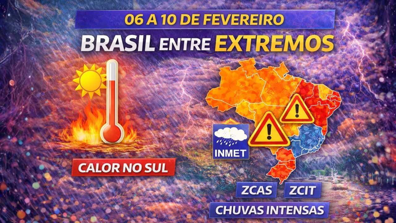 BRASIL ENTRE EXTREMOS: ONDA DE CALOR NO SUL E CHUVAS INTENSAS DE 6 A 10 DE FEVEREIRO