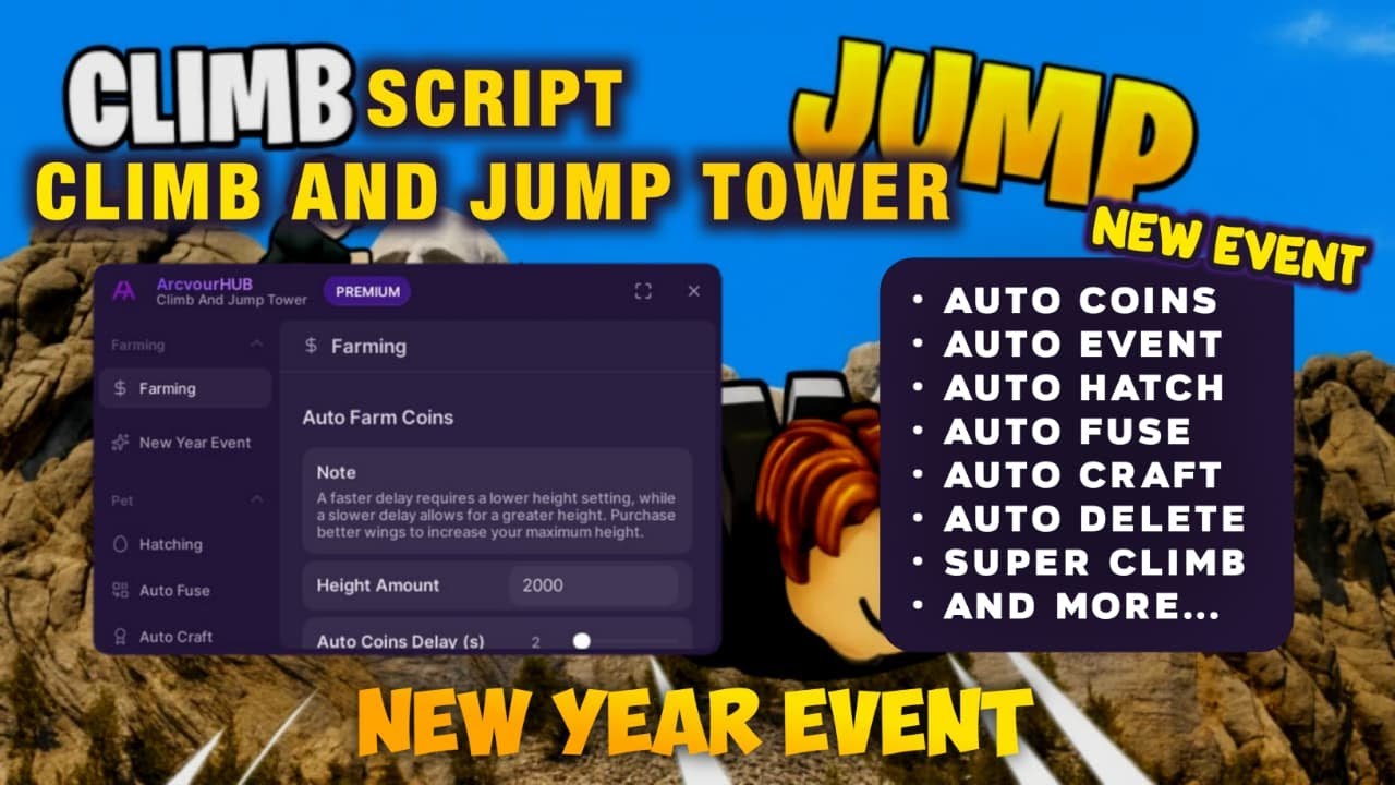 NEW SCRIPT CLIMB AND JUMP TOWER (NEW YEAR EVENT) | AUTO FARM, AUTO COINS, AUTO FUSE, AND MORE ‼️