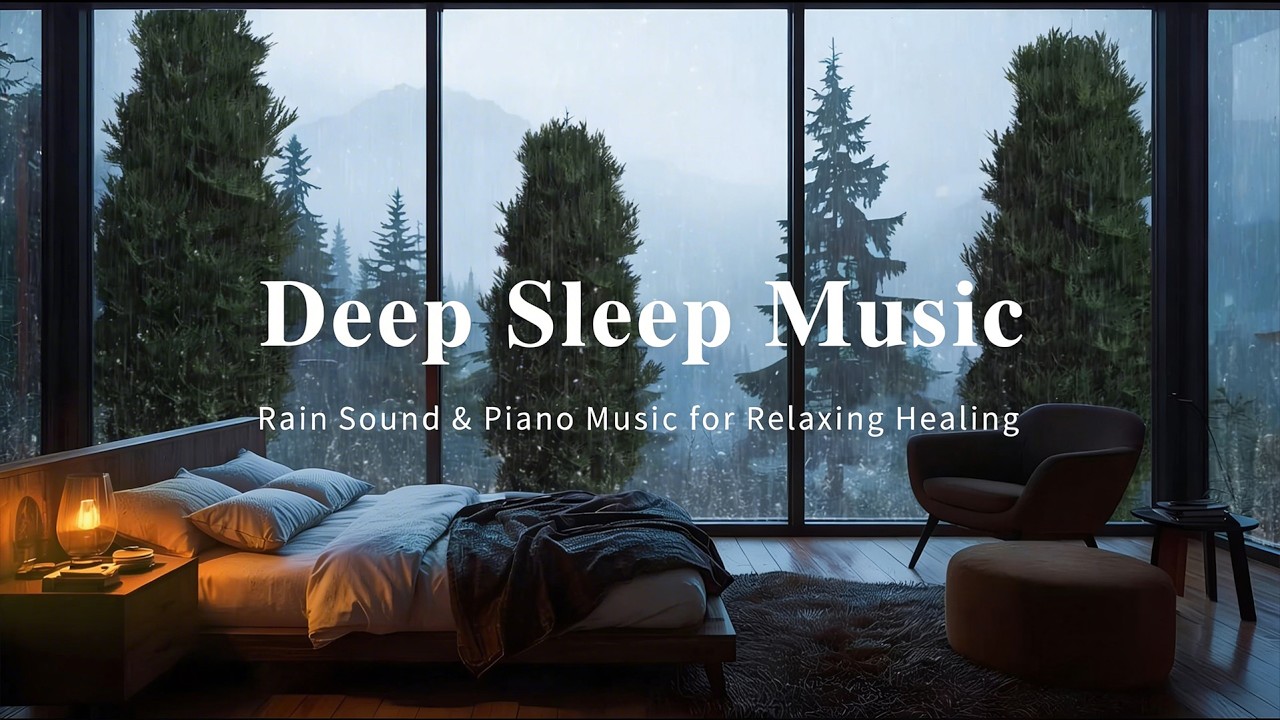 Cozy Rainy Night Piano Music 🌙 Deep Sleep Relaxation and Stress Healing Atmosphere