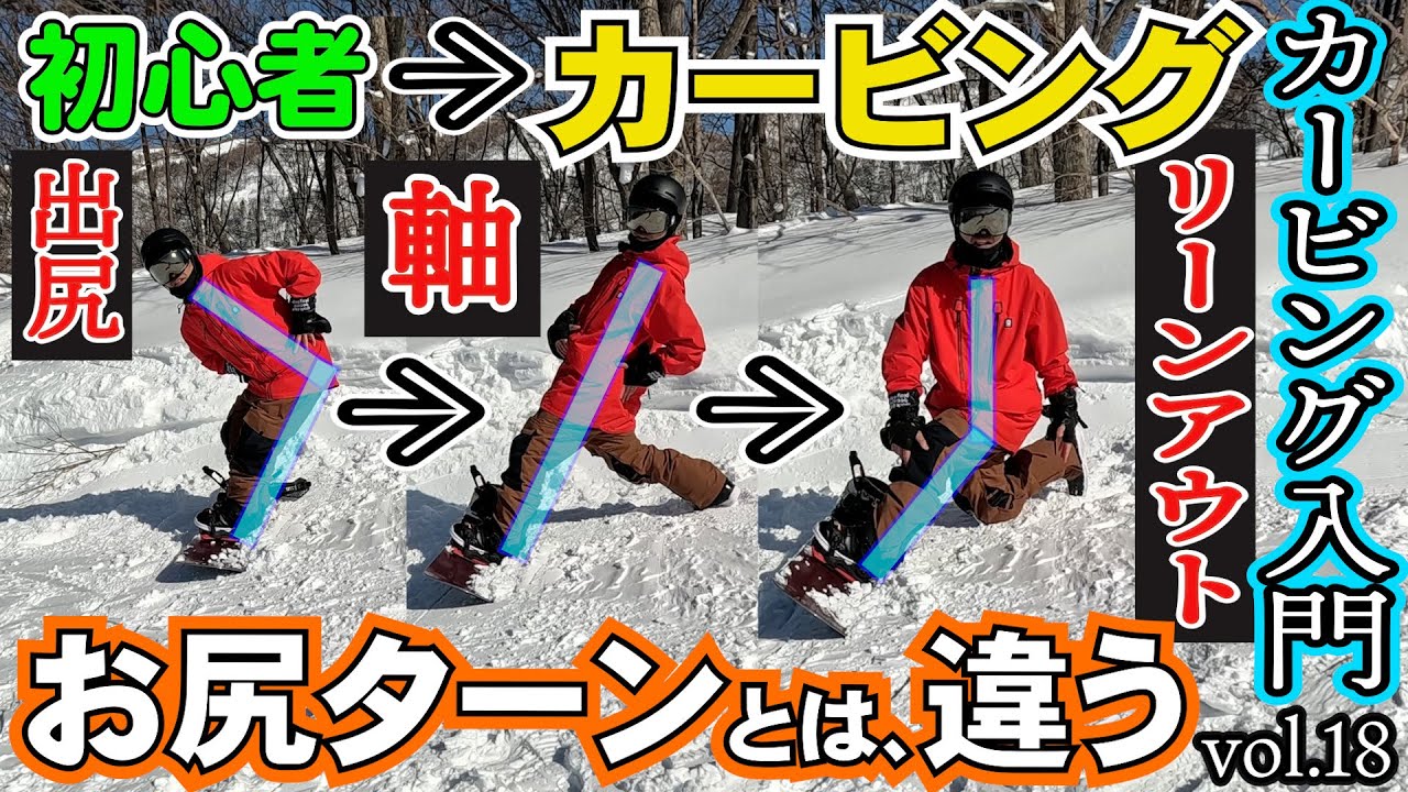 【簡単カービング入門🔰18】ヒールサイド、バックサイドのリーンアウトの練習【誰でも真似できるスノーボード初心者の前振りスタンス⚡️角度　前足15° 後足3°でレッスンします】
