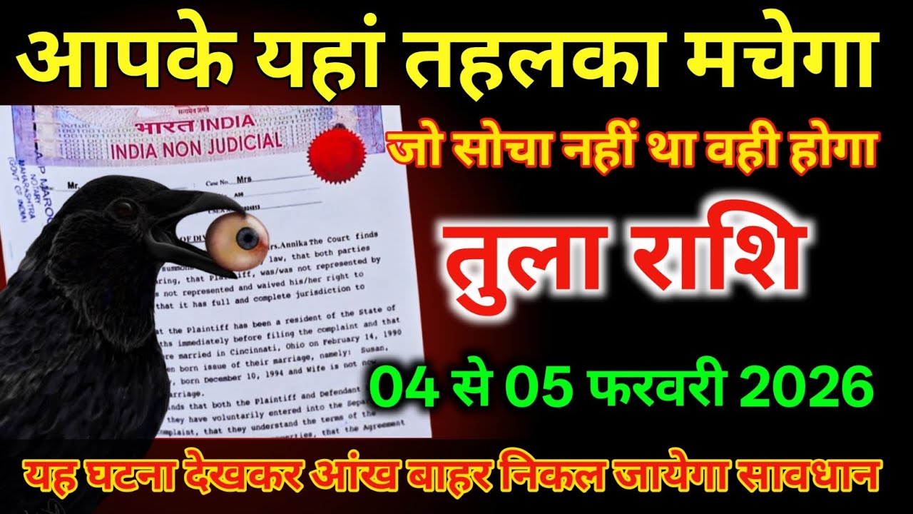तुला राशि 04 से 05 फरवरी आपके यहां तहलका मचेगा जो सोचा नहीं था वही होगा /#tularashi  