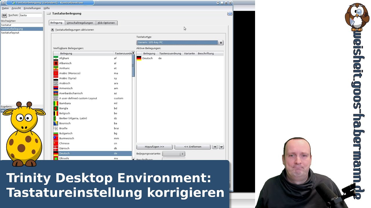 Trinity Desktop Environment: Tastatureinstellung korrigieren