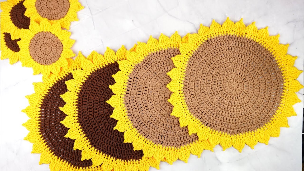 GIRASOL GRANDE EN CROCHET 🌻 | SALVAMANTELES PASO A PASO
