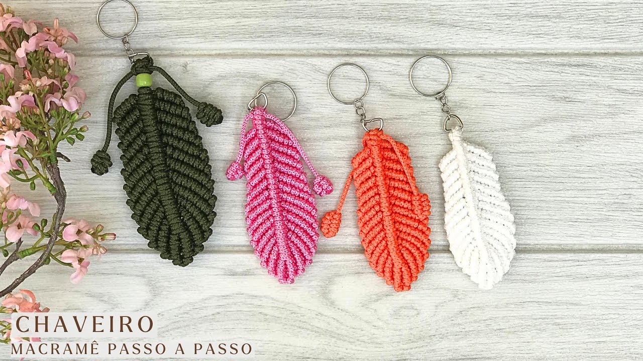 Chaveiro de Macramê passo a passo | como fazer penas de macramê | How to make Macrame feathers