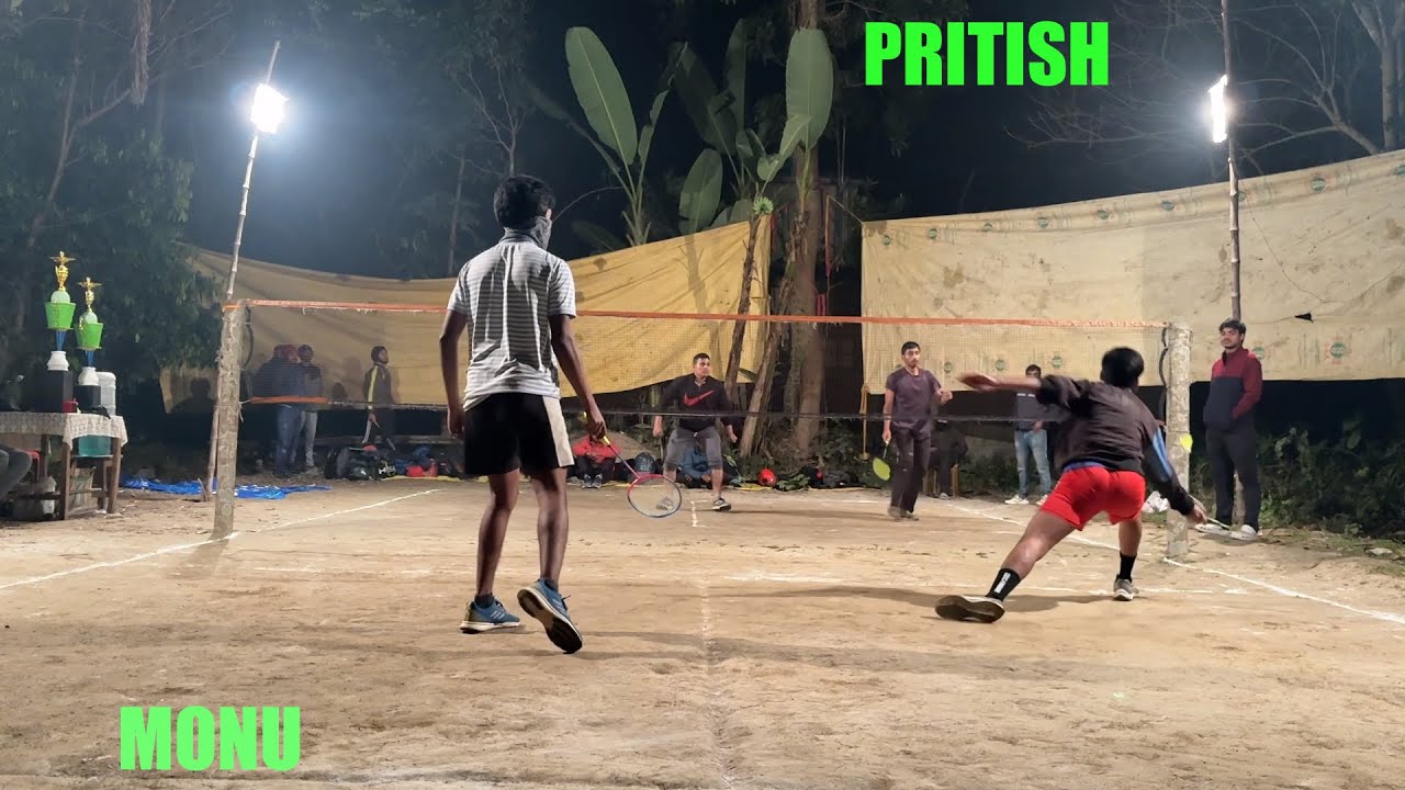 OUTDOOR BADMINTON TOURNAMENT AT ATHURIAll  PRITISH VS MONU ll 1st SET ll #outdoorbadmintontournament