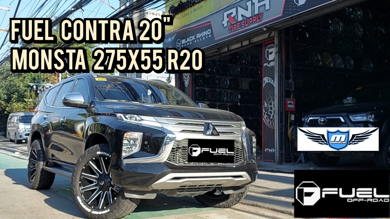 Fuel Contra 20" wrapped with Monsta TG 275x55 R20 on this stock height Montero @ RNH Tire Supply 💪